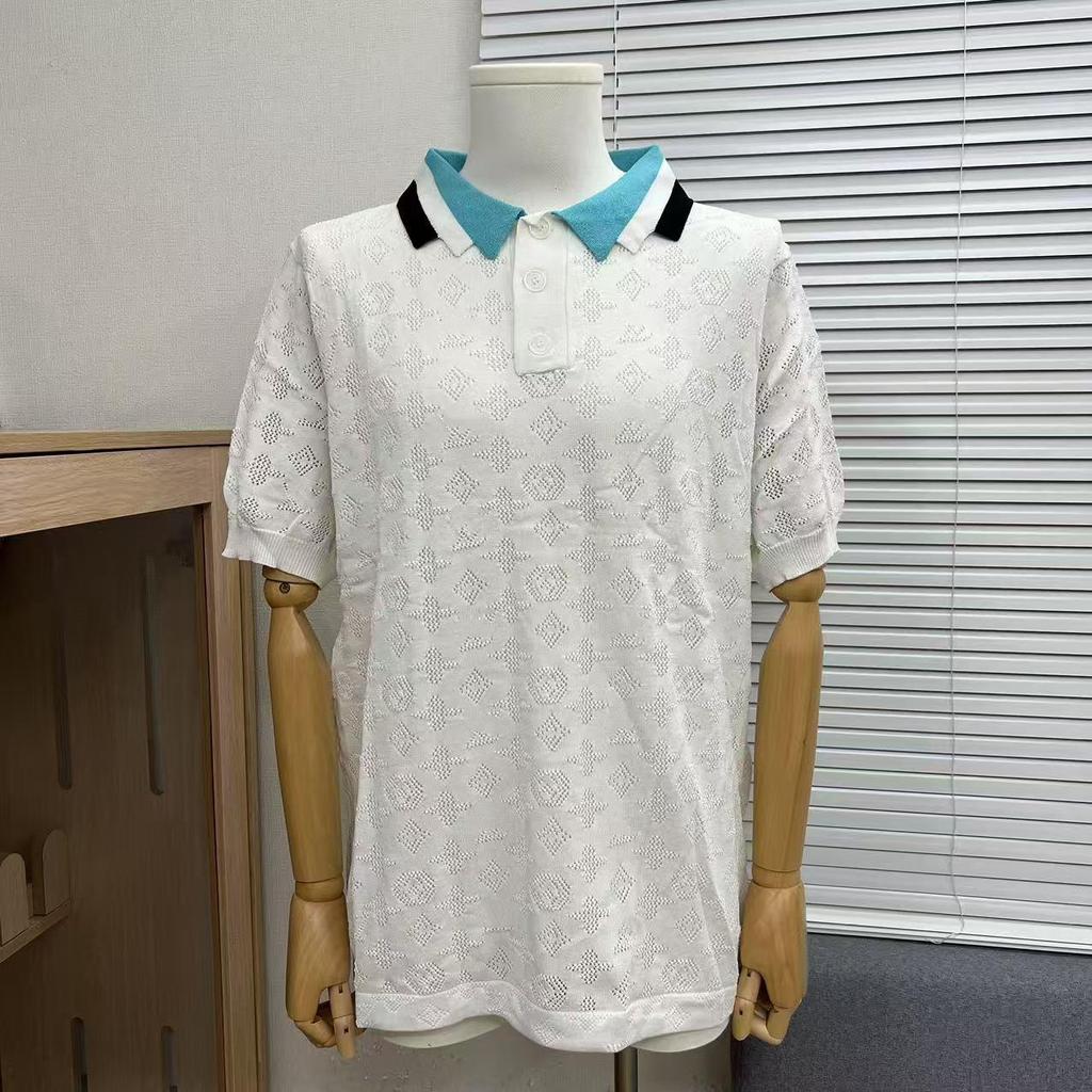 2025 Vår/Sommar Trendig Jacquardetikett Stickad Kortärmad Logotyp T-shirt