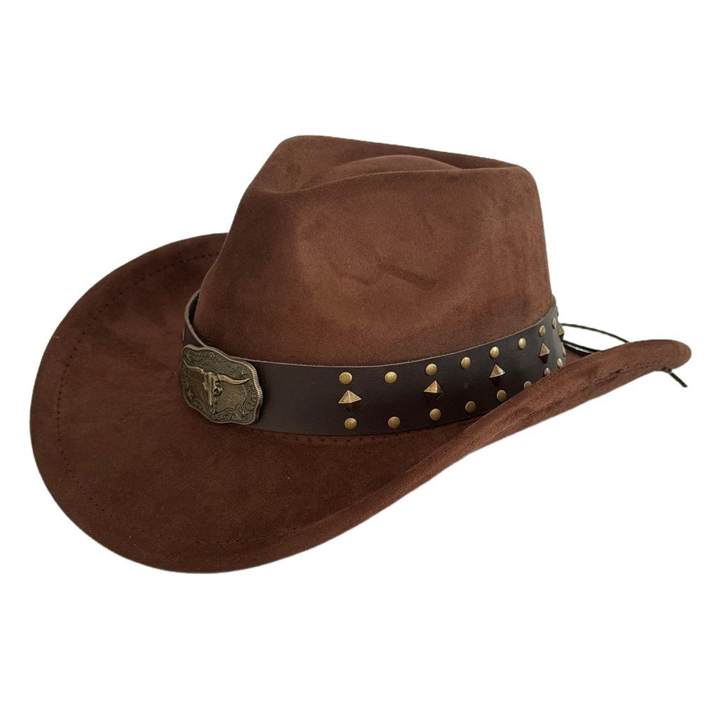 Hot-selling retro bull's head big-brimmed top hat, European and American suede western cowboy hat, men's temperament jazz hat