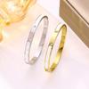 Women's Fashion Luxury Titanium Steel Bracelet with Diamonds, 18K Gold-Plated, White Shell Buckle, Couple's Design.
