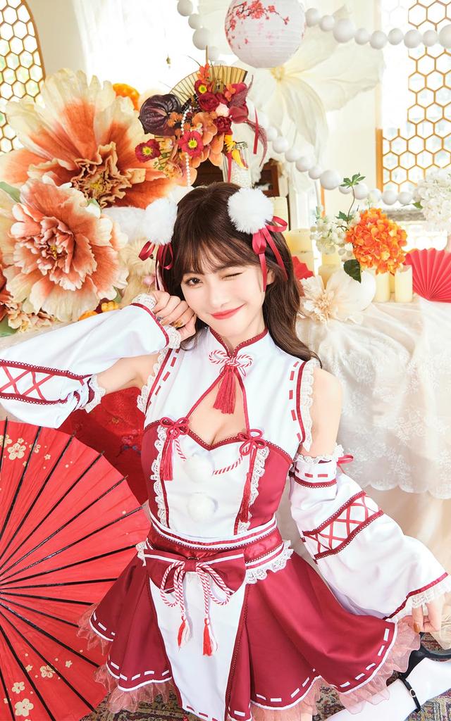 Cosplay Schreinmädchen Neujahrskostüm Verkleidung Marie Moon 6-teiliges Set 9894 [Malymoon]