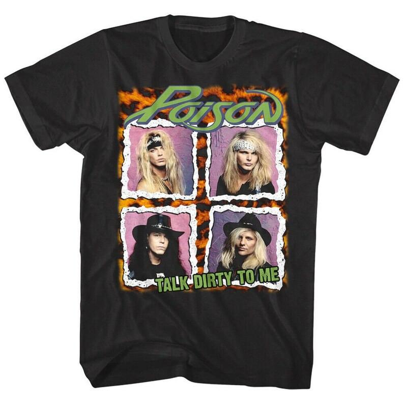 Poison Band Men's T Shirt Talk Dirty To Me Album Cover Graphic Tees