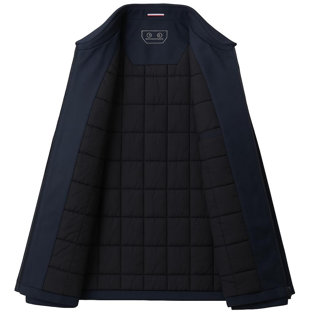 Emptio Formal Padded Jacket with Simple Zipper Stylish Outerwear for Retro Military Zipper Everyday Street Standard Down Jacket for American American