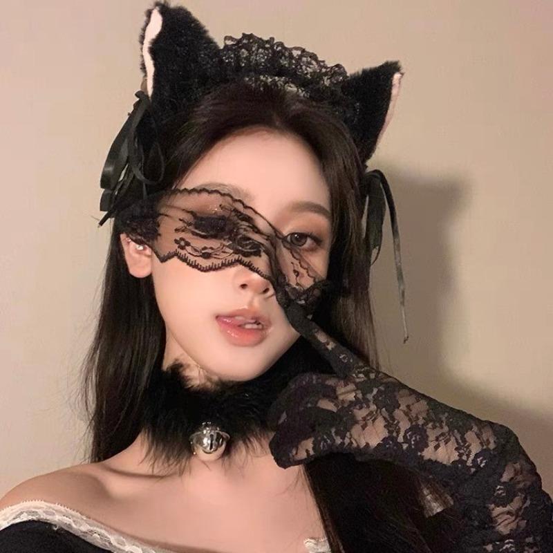 Nobuo Katze Süßes Katzenohren-Stirnband Dienstmädchen Spitze Glocke Haarspange Vielseitiges Haaraccessoire