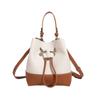 2025 New Patchwork Women Bucket Bag Pu Leather Drawstring Shoulder Bag Korean Style Casual Light Youth Crossbody Bag  Sale