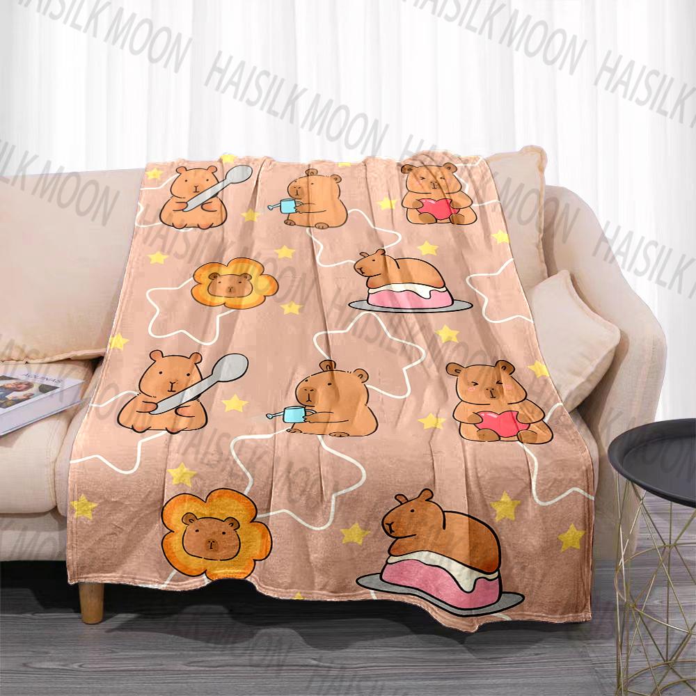 1 Stück Cartoon Cabypara Aufdruck Decke Warm Weich und Bequem Heim Reise Decke Büro Sofa Feiertagsgeschenke für Erwachsene Kinder