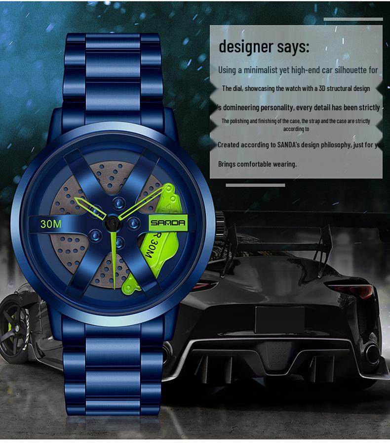 Sanda TEMU Men's Waterproof Quartz Watch with Hollow Dial and Steel Band