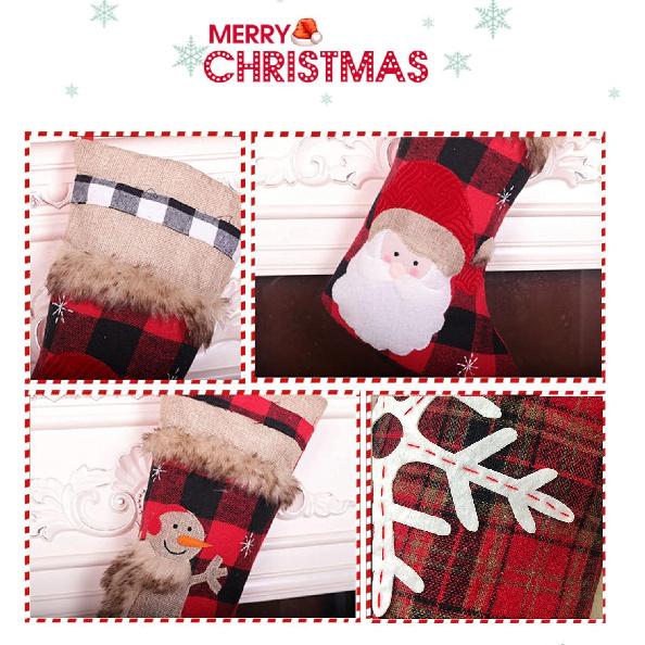 BRvieluck Christmas Stockings Set of 6 Buffalo Red Plaid with Soft Faux Fur for Family Fireplace Hanging Large 20 Inches Xmas Stockings Decorations