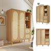 Wardrobe country house style oak 161x120x48 cm wood, 2 doors, 2 drawers, open shelves, with clothes rail, ideal for bedroom and hallway