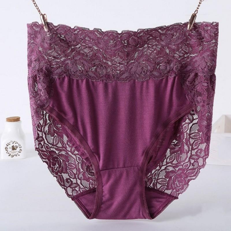 Large Size M-3XL Modal Panties High Waist Women Sexy Lace Underpants Female Briefs Underwear 11 Colors