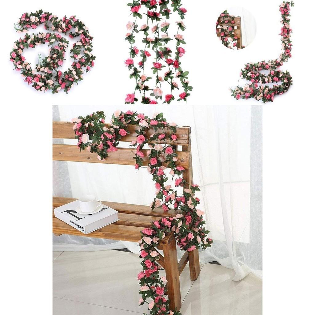 Luxurious Pink Silk Rose Floral Vine Garland For Stunning Party And Home Decor