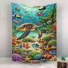 Sea Turtle and Coral Reef Design Patterned Tapestry for Bedroom and Living Room Home Decor