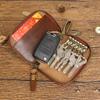 New Top Layer Cowhide Waist Hanging Key Bag for Men, Vintage Vegetable Tanned Leather, Hand Polished and Used Zipper, Home Key Bag