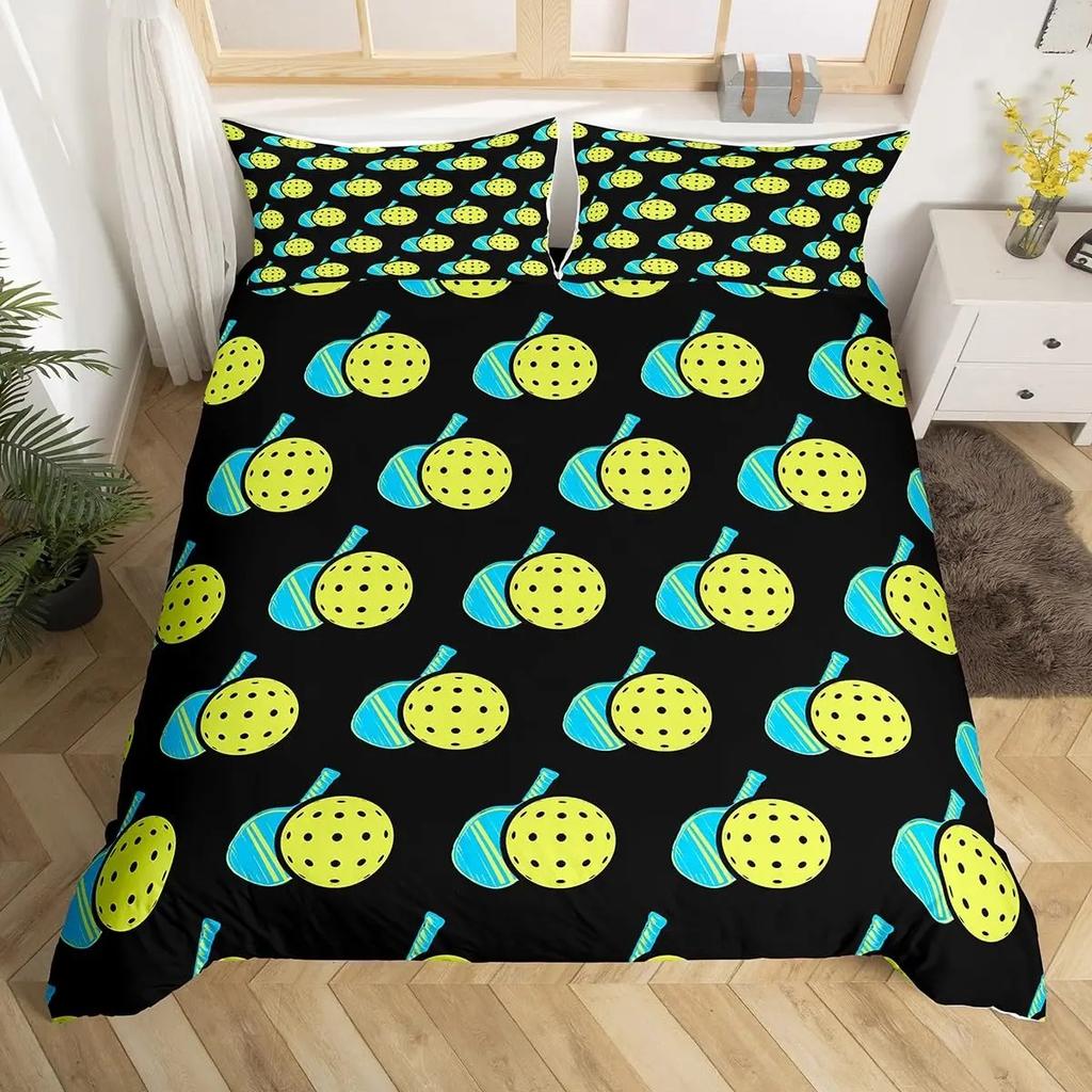 Sportovní povlečení na přikrývku Badminton Fluorescenční zelená Růžová Badmintonová raketa Ložní souprava Sportovní hra Povlak na přikrývku Módní povlak na přikrývku