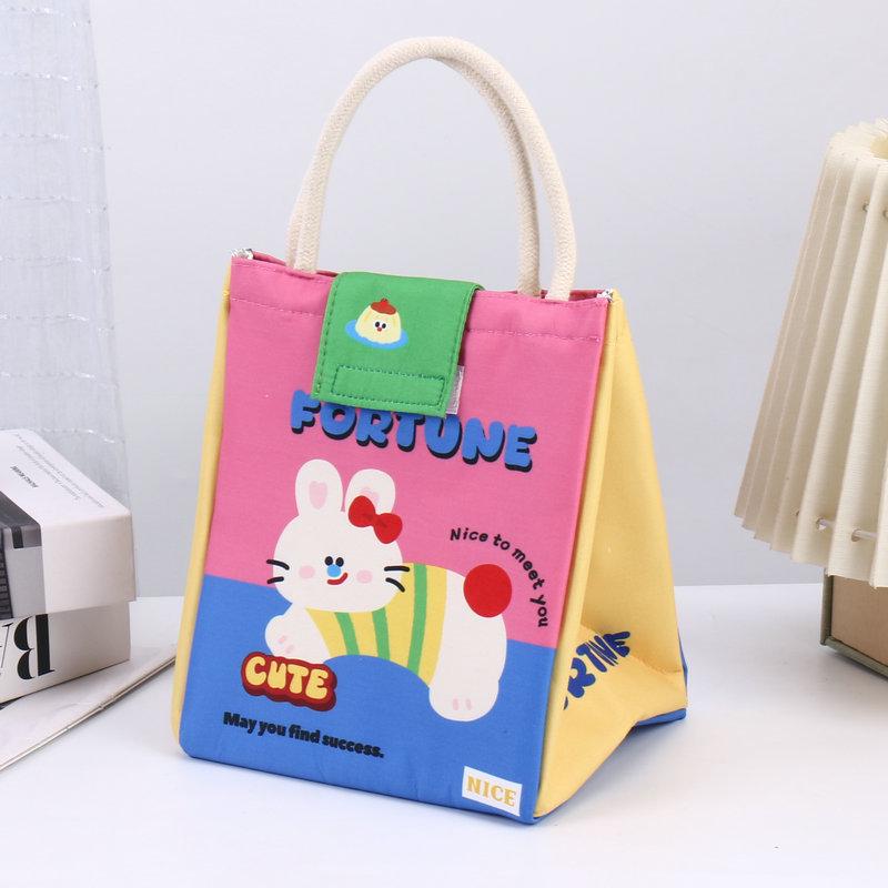 

Large Capacity Double-Layer Insulated Lunch Tote Bag - Fresh-Keeping and Cute Design for Office Workers