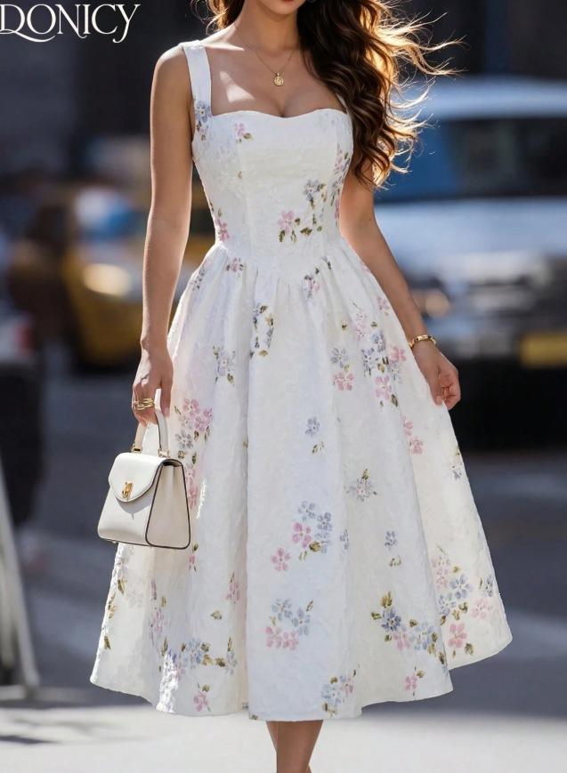 Sleeveless vest floral dress women s summer popular French long skirt this year S