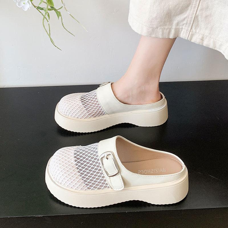 Baotou Drag Women's Summer Wear 2025 New Spring Hole Shoes Small Platform Shoes Heightened Half Slippers