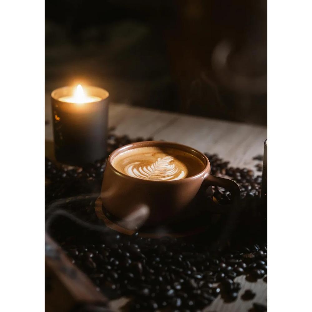 Coffee Cup And Beans Photograph Posters Delicious Coffee Latte Breakfast Prints Canvas Painting Wall Art Picture Home Room Decor