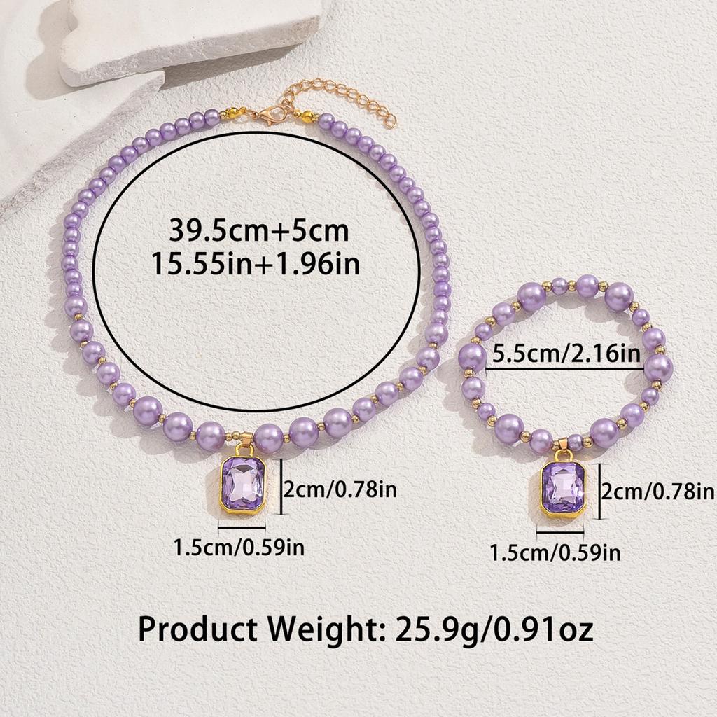 Fashion OL style women's pearl necklace bracelet set, niche gem-set design pendant collarbone chain women
