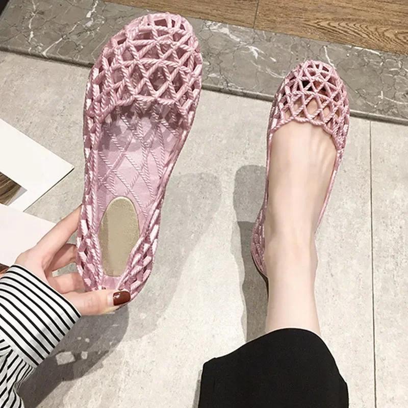 Sapatos Feminino Ladies Flats Hollow Slip On Fashion Female High Quality Sandals Comfortable Summer Footwear 2024 Jelly Shoes