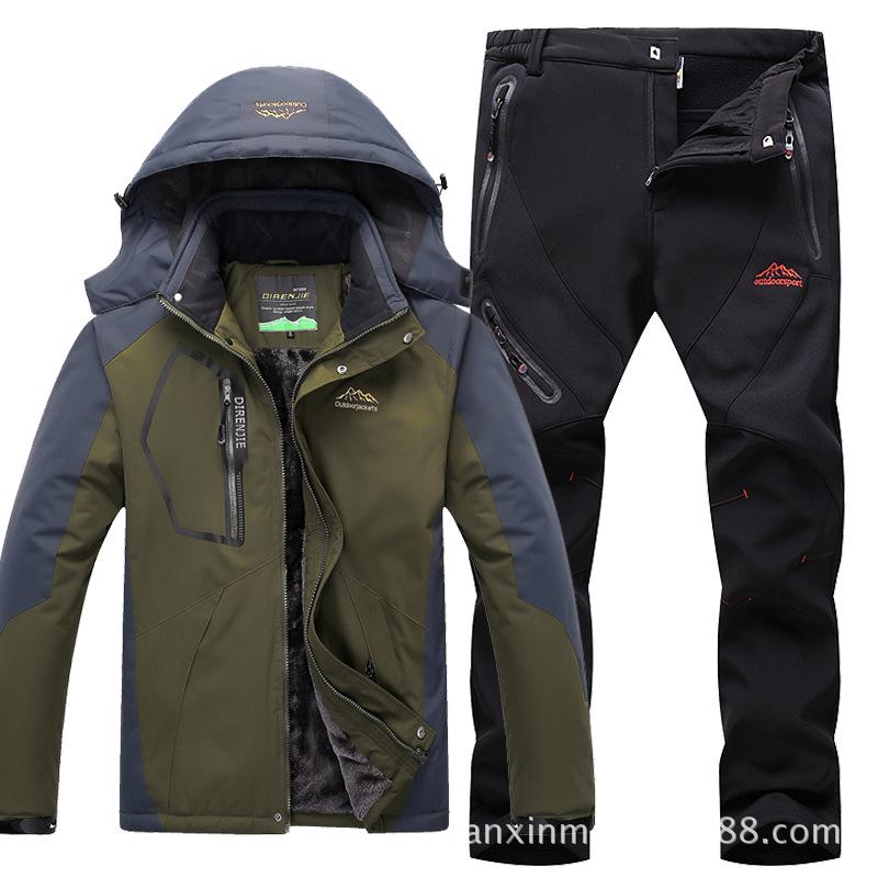 Outdoor Jackets Men 'S Winter Plus Velvet Thicken Gore -Tex Set Cotton Jacket
