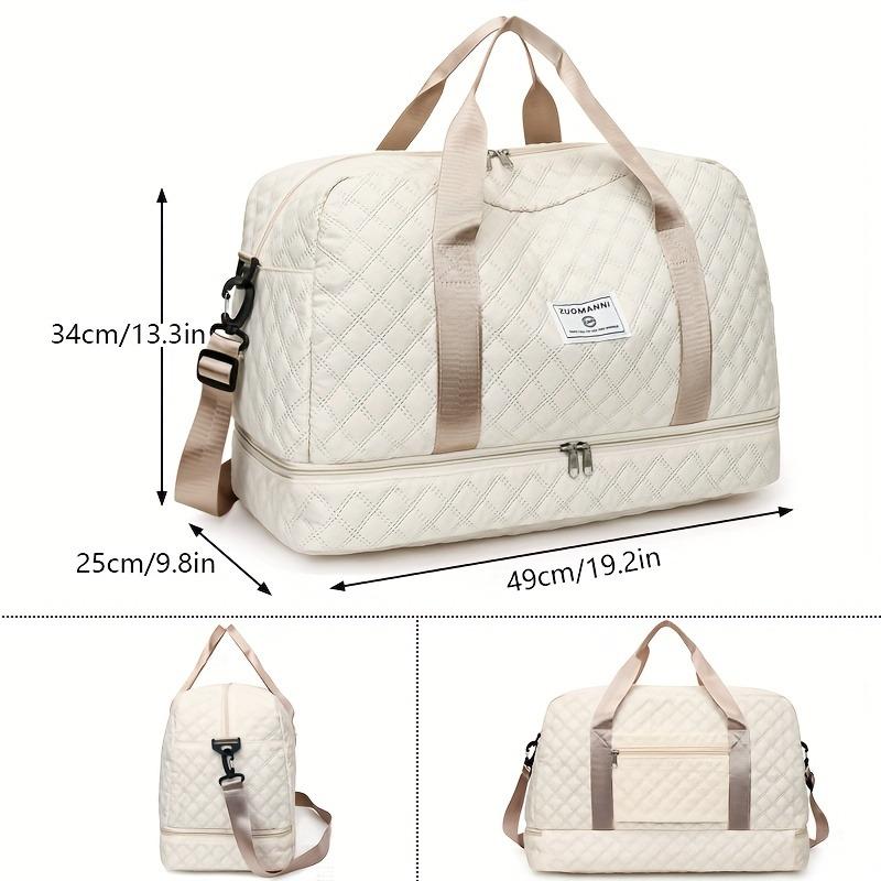 Large Capacity Multifunctial Travel Bag, Spacious Diamd Pattern Sports and Fitness Bag, Portable Weekender Overnight Bag