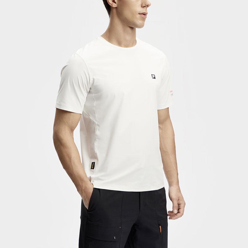Fila Solid Color Knitted Professional Sports Short Sleeve T-Shirt Men Tops Cloud-White A11M417101F-WT