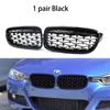 NEW-Glossy Black Dual Slats Front Kidney Grille Chrome Diamond Grill Replacement for BMW 3 Series F30 F31 F35 2011-