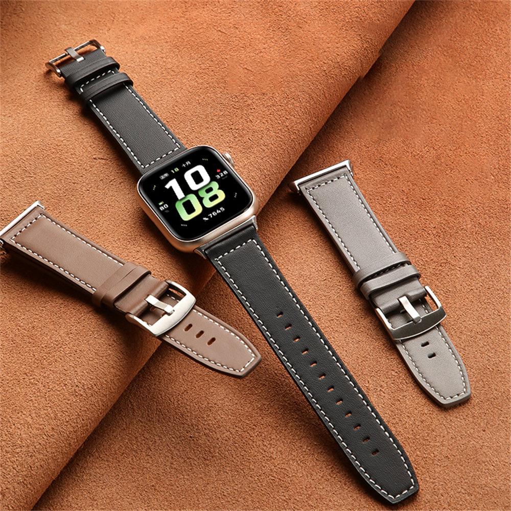 For Honor Watch 5 Genuine Cow Leather Watchband Replacement Adjustable Strap