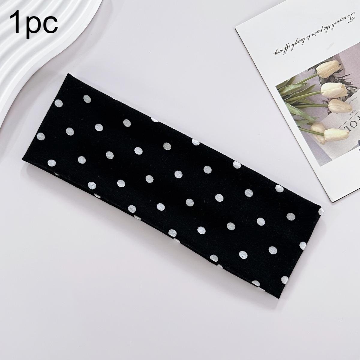

Y2K Retro Boho Breeze Wind Dot Stretch Women s Hairbands Korean Ins Fashion Wide Headbands Yoga Sports Dating Hair Accessories 1pc чёрный