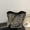 Korean Double Sided Leopard Print Bucket Shoulder Bag , Stylish Leopard Print Handbag for Women, Fashion Bow Large Capacity Crossbody Bag