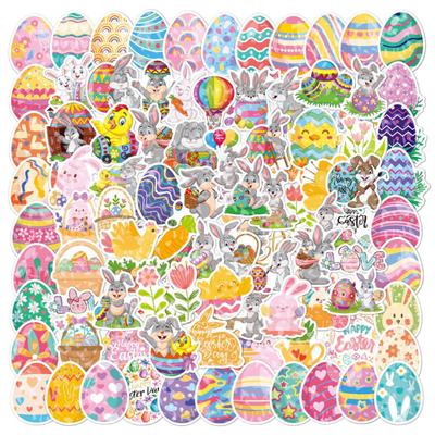 50/100 Pcs/Set Stickers Easter Day Rabbit Print DIY Waterproof Self-adhesive Great Stickiness Anti-slip Removeable Guitar Diary Scrapbook Laptop
