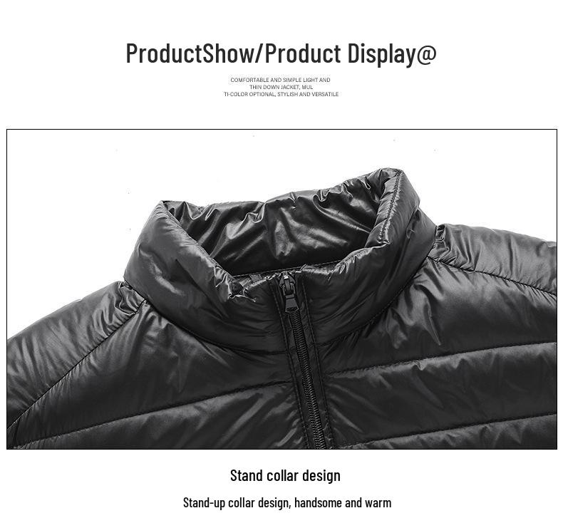 Men's Gray Lightweight Short Down Jacket - 2024 Autumn/Winter Trendy Casual Style