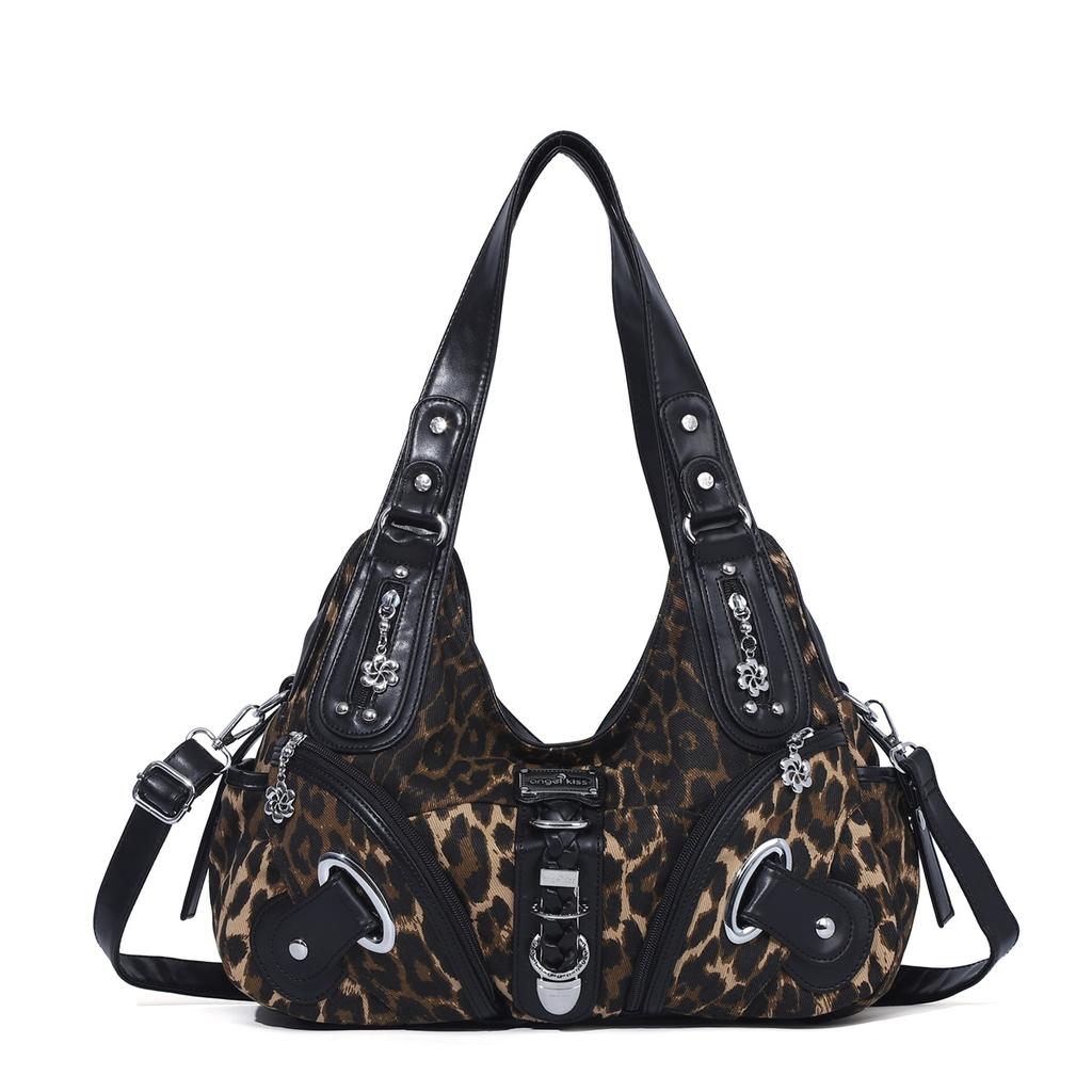 Borsa a Spalla da Donna Grande Capacità con Tasche Multiple e Manico Superiore a Forma di Raviolo di Caffè Tote Satchel
