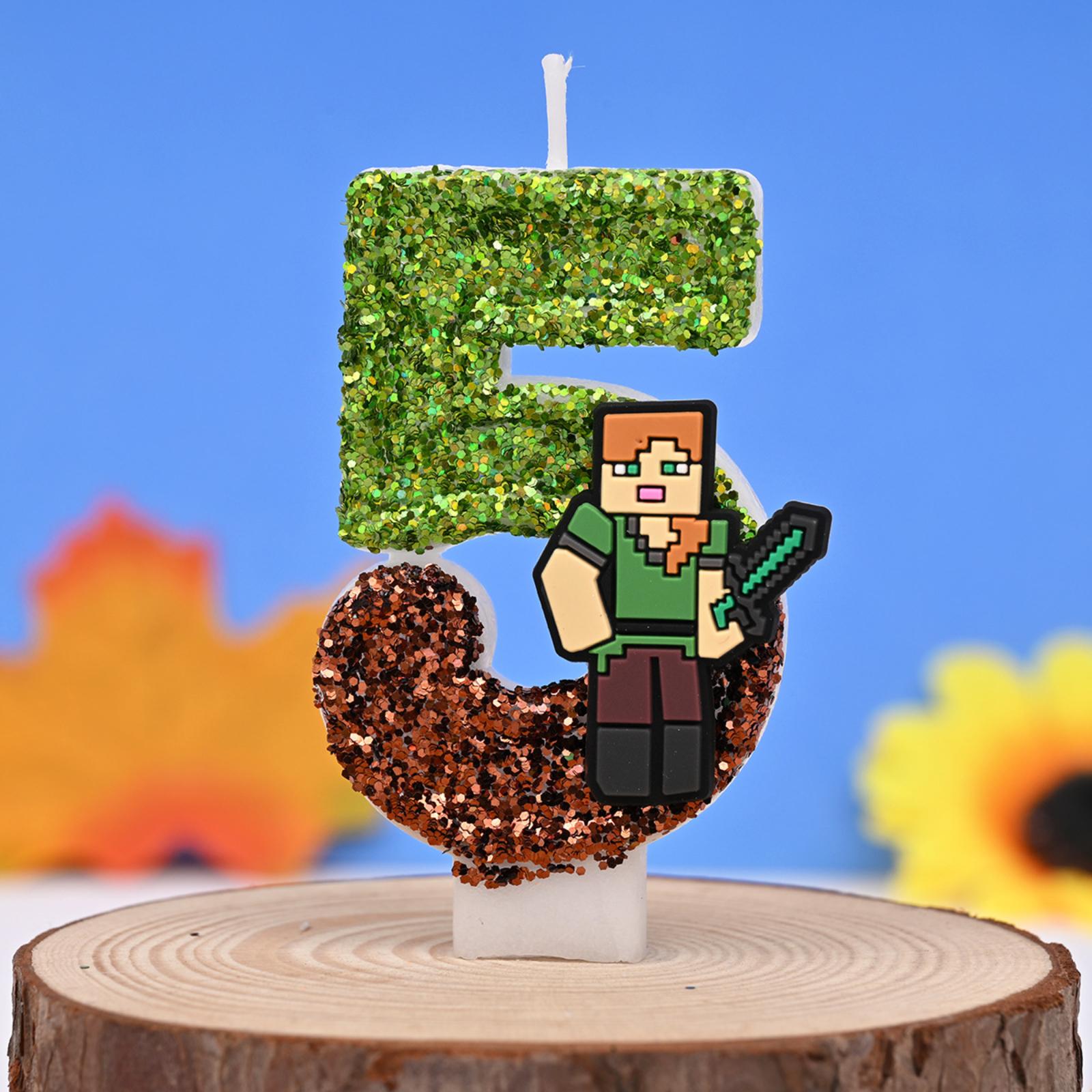 

Number 0 Glitter Candle for Birthday Party Cake Decoration with Game Character Design for Kids and Adults Celebrations One Size