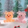 Mini Elk Miniature Figurines Cartoon Deer Statue Christmas Luminous Sitting Elk  Home Car Decor