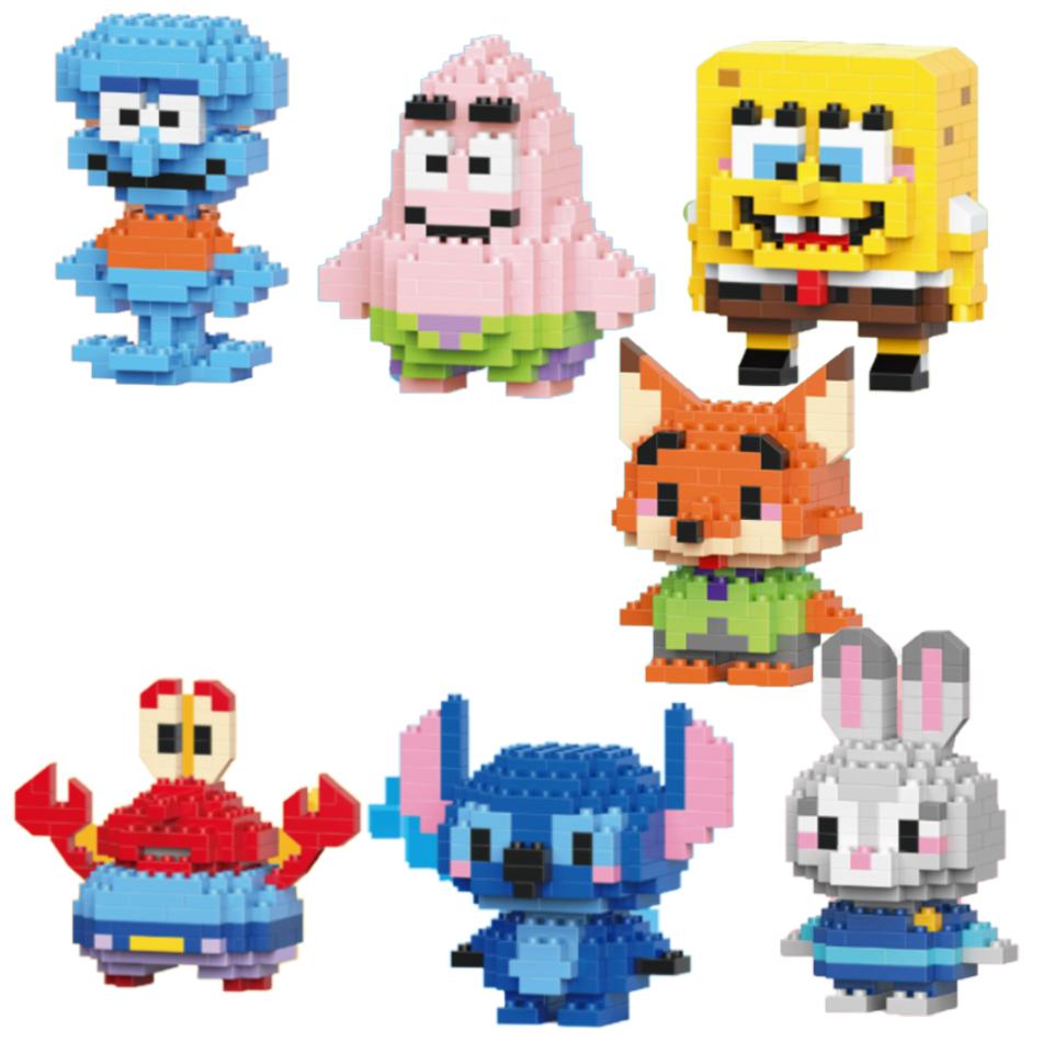 Anime Princess Building Blocks Stitch Mickey Mouse Mini Action Toy Figures Blocks Toys Bricks Assemble Toys Kids Gifts