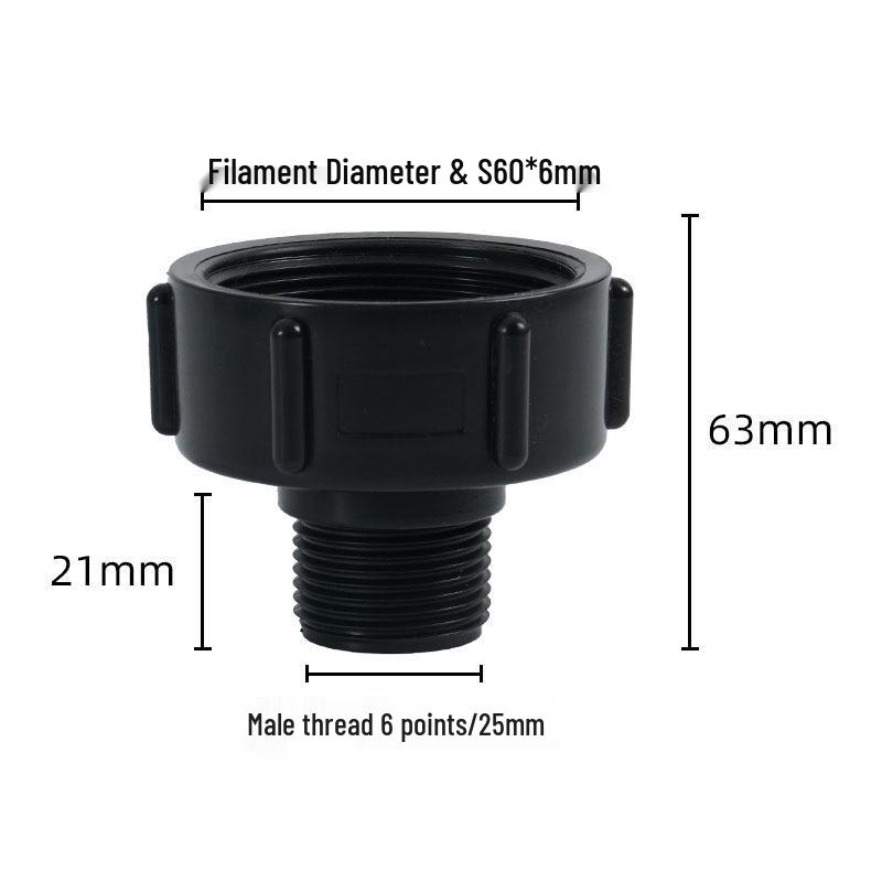 Cross-Border Hot-Selling Plastic Drum Valve Conversion Joint: 60 Fine Thread to Hose Thread Adapter