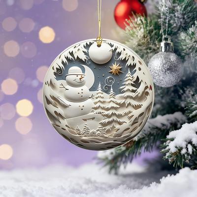 2D Acryl Weihnachtsornament Leichtgewichtige Heim Büro Innen Weihnachtsfeier Weihnachtsbaum Hängedekoration Anhänger Festivalgeschenk