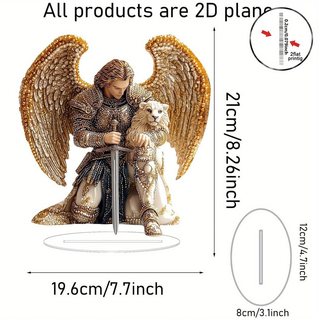 8in Golden Angel Anime Guardian Deity Acrylic Figurine 2D Desktop Bedroom Office Colorful Photography Prop Decoration Gifts Toy