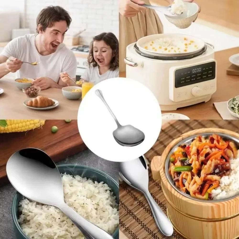 25cm Stainless Steel Rice Spoon Ergonomic Metal Serving Spoon Kitchen Flatware Salad Serving Utensils for Pasta