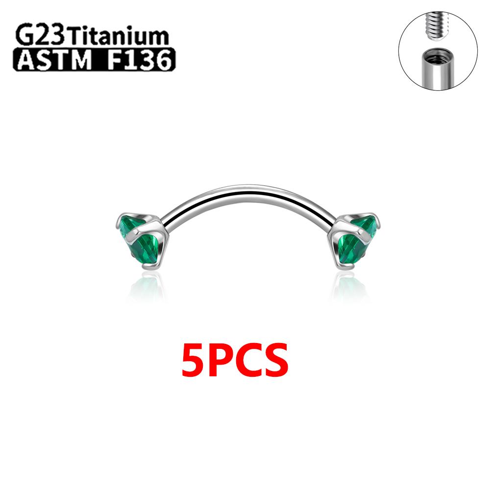 1/5/50 szt. Tytan G23 ASTM-F136 Piercingi Brwi kolczyk cyrkonia Gwint wewnętrzny Brwi Ciało Cyrkonia Hurt