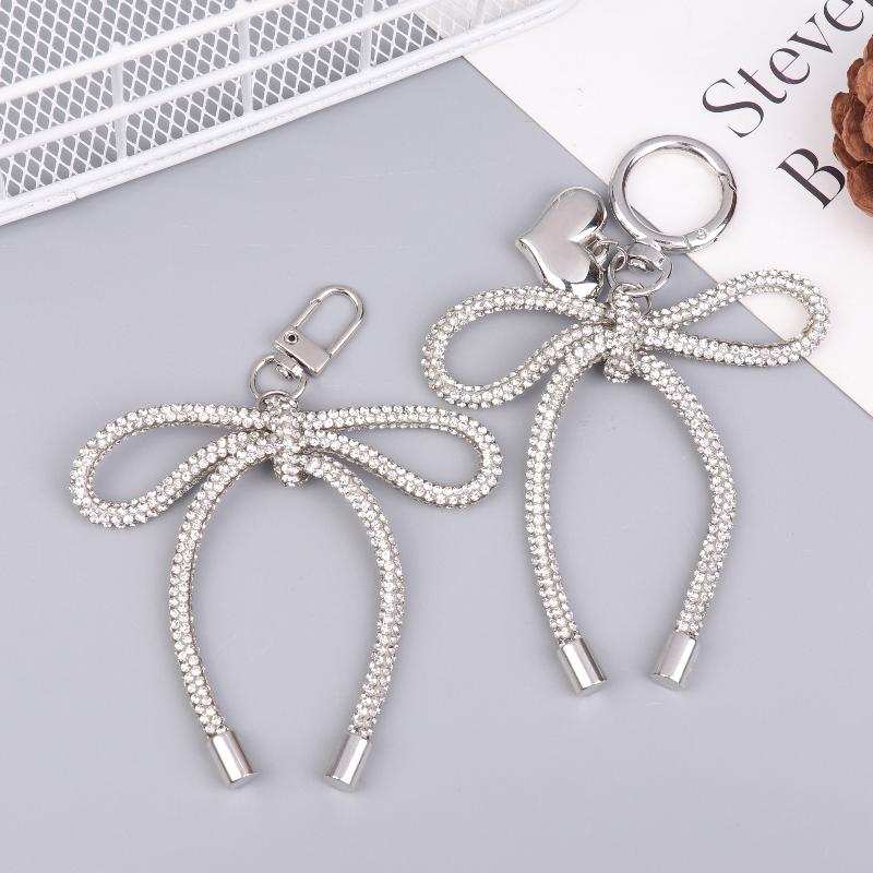 Luxury Sweet Shiny Bow Keychain Bowknot Keyring Bag Pendant Bags Key Hanging Decoration For Girls Gift