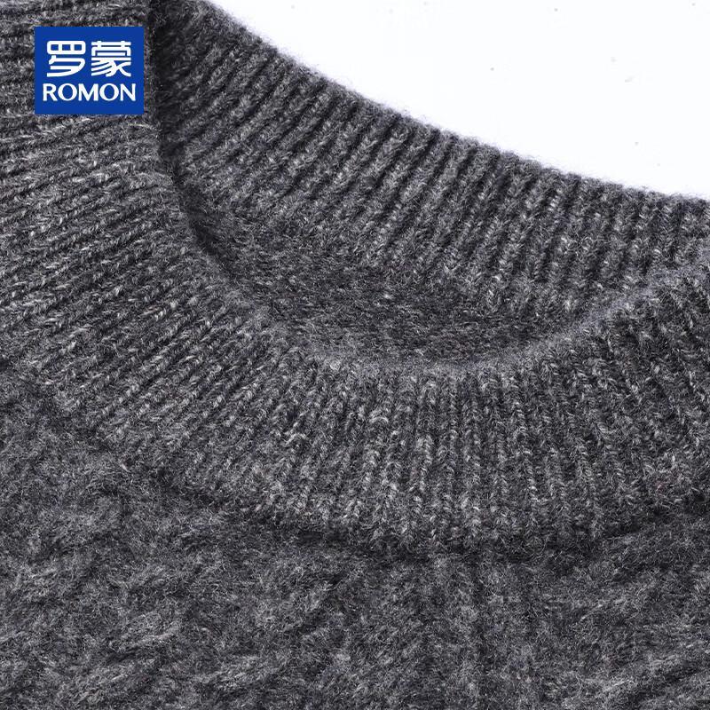 ROMON Men's 100% Pure Wool Thick Cable Knit Sweater