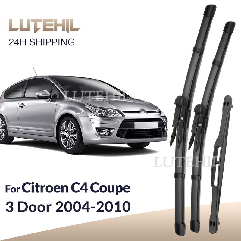LUTEHIL Wiper For Citroen C4 Coupe 3 Door 2004-2010 2005 2006 Wiper Front & Rear Blades Windshield Windscreen Window 28"+24"+7"
