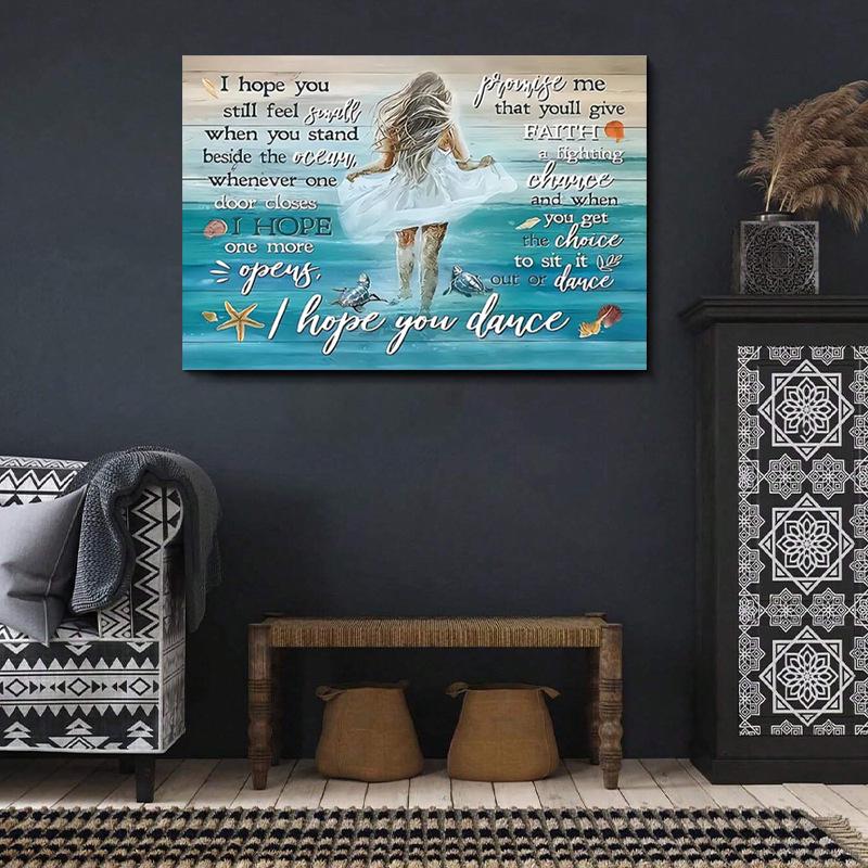 Nordic Minimalist Ocean Canvas Poster - Abstract Figure Art for Restaurants