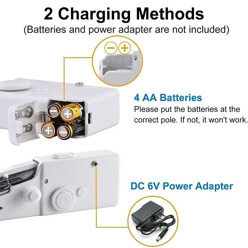 Přenosný ruční šicí stroj Mini steh Šití vyšívání Bezšňůrové oděvy Tkaniny Elektrický šicí stroj