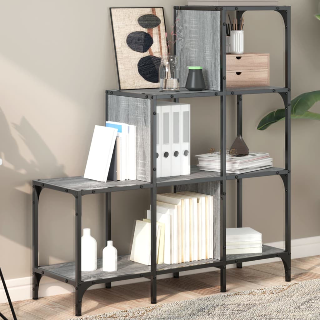 Bookshelf Gray Sonoma 92 x 30 x 102 cm Particleboard and Metal