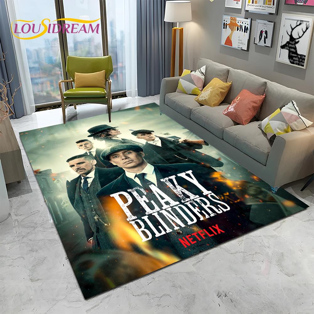 HD Tommy Shelby 3D P-Peaky Blinders Carpet Rug for Home Living Room Bedroom Sofa Doormat Decor,kids Area Rug Non-slip Floor Mat