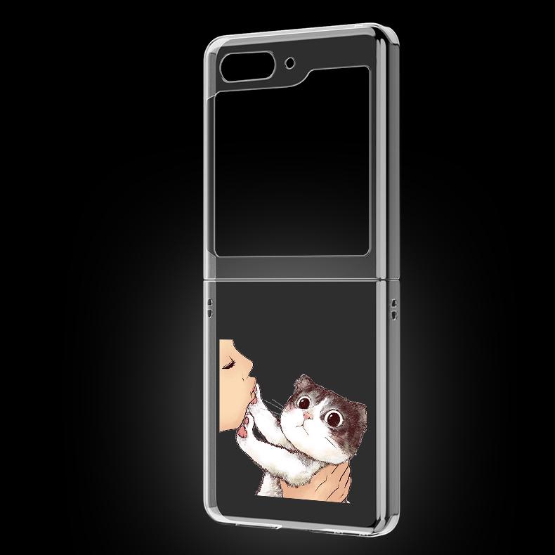 

Милый Котенок Мультяшный Чехол-Броня из Жесткого ПК для Samsung Galaxy Z Flip 5 Прозрачная Крышка для Galaxy Z Flip 6 Складной Корпус Z Flip 5
