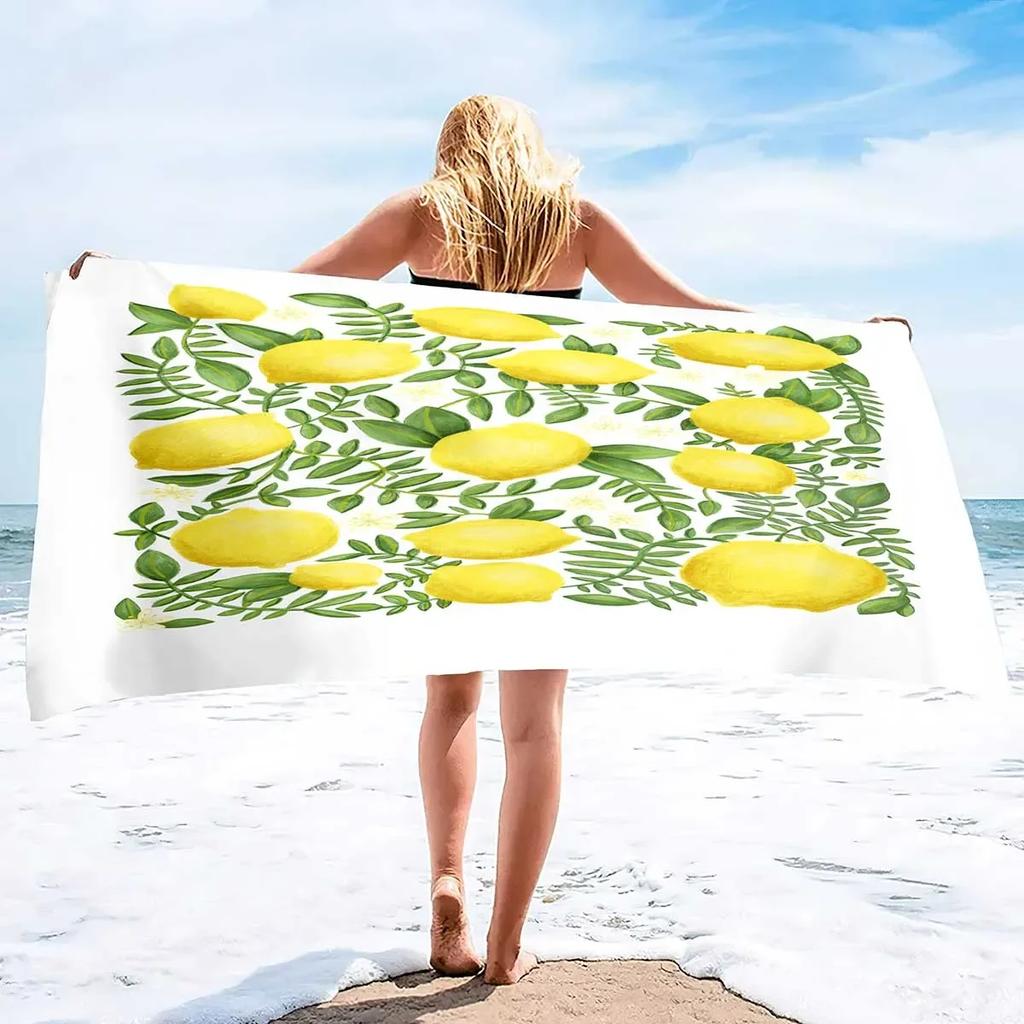 Zitronen Strandtuch Mikrofaser Ultra Weich Super Wasserabsorbierend Pool- und Badetücher Leicht Schnelltrocknend und Sandfreies Handtuch